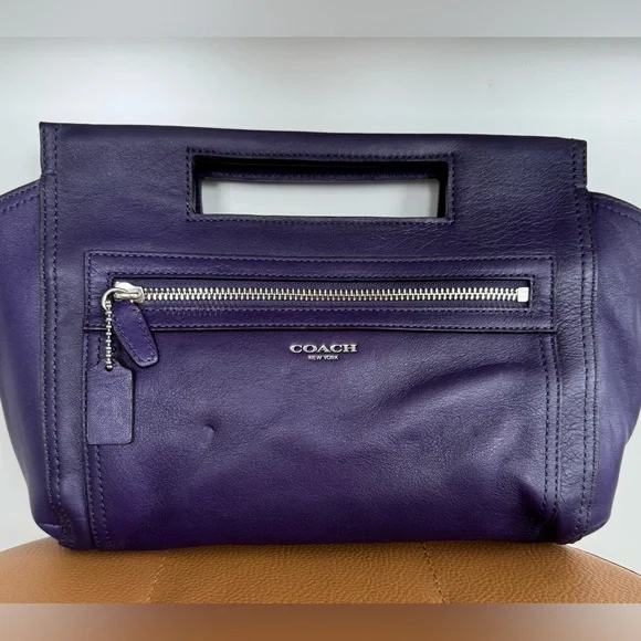 Coach Purple Leather Top Handle Bag - Picture 2 of 8